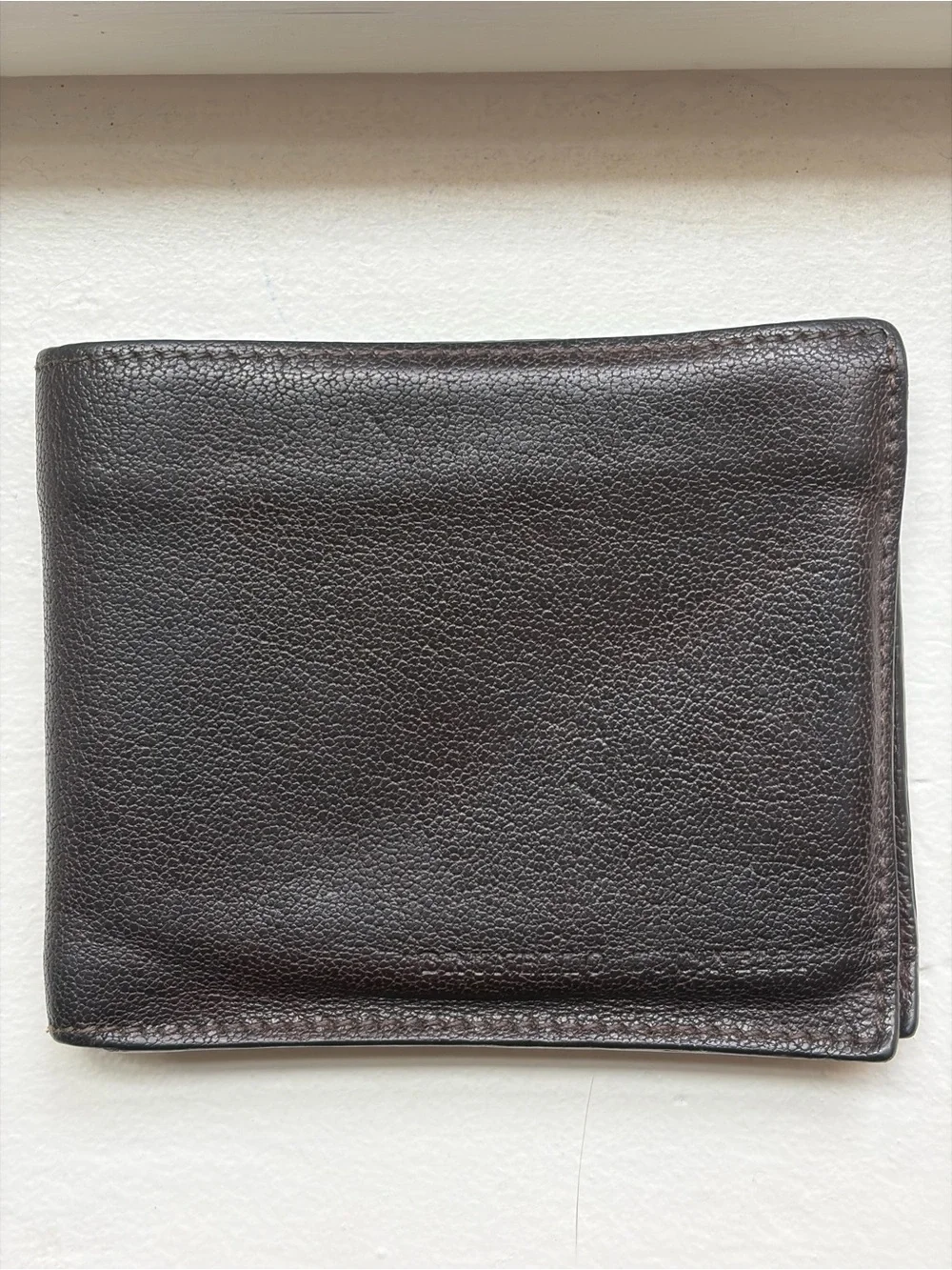 Brunello Cucinelli Dark Brown Pebbled Leather Bifold Wallet